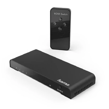 Hama HDMI switcher 3 aljzat (be)/1 dugó (ki), 4K, távirányítóval (121770)+B313