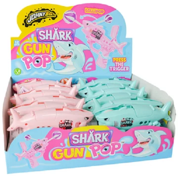Johny Bee shark gun pop pisztoly és nyalóka 12x10g