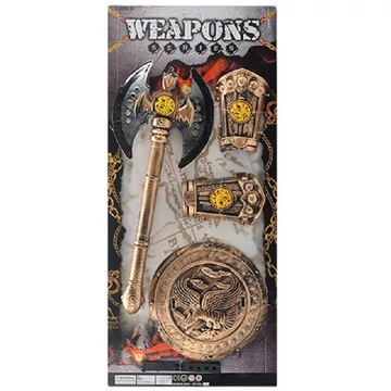 Középkori bárd pajzzsal és kézfej védővel 4db-os szett