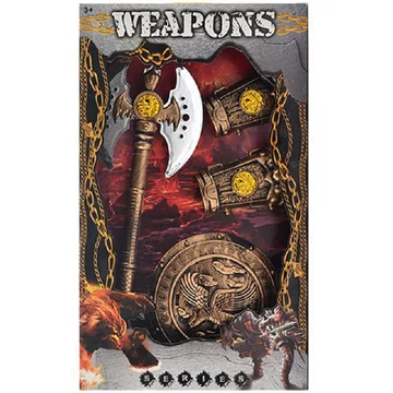 Középkori bárd pajzzsal és kézfejvédővel 4db-os szett