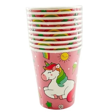 Party papírpohár unikornisos mintával 10db-os kiszerelésben 72581