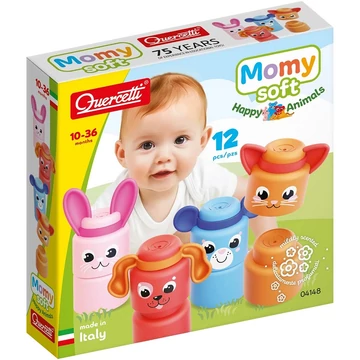 Quercetti: Momy Soft boldog állatok 12 db-os puha építőkocka szett