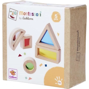 Eichhorn: Fa Montessori Színes Ablakos Formák – Érzékelésfejlesztő építőszett - Simba Toys