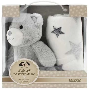 SweetDreams: Takaró és plüss maci szürke színben