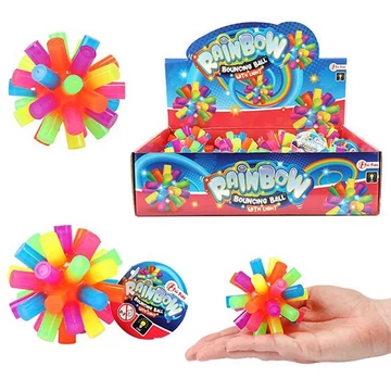 Fun Szivárványszínű világító pattogó labda 1db