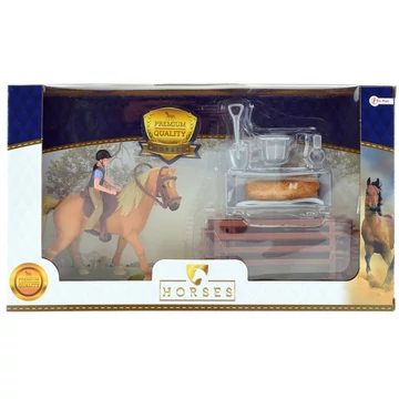 Lovas játékszett barna lóval és lovassal