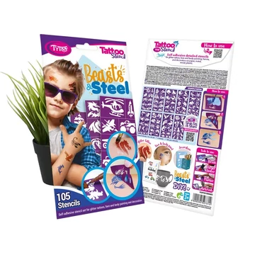 TyToo: Beasts & Steel csillámtetoválás sablon szett