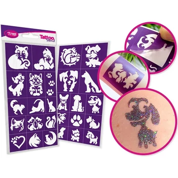 TyToo: Kutyák és macskák csillámtetoválás sablon szett 27db