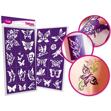 TyToo: Pillangók csillámtetoválás sablon szett 23db