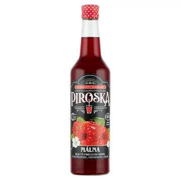 Piroska málna ízű gyümölcsszörp feketerépalével színezve cukorral és édesítőszerekkel 0,7 l