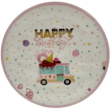 Happy birthday party papírtányér 18cm 10db-os kiszerelésben 72573