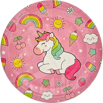 Unikornis party papírtányér 18cm 10db-os kiszerelésben 72572