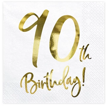 90. évszámos party szalvéta 33x33cm 20db-os kiszerelésben