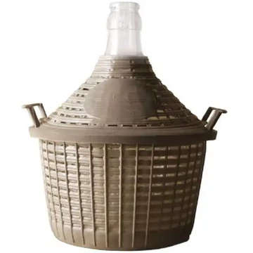 Műanyag borítású 54 L-es üveg demizson dugó nélkül