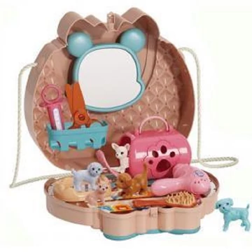 Játék állathordozó készlet válltáskában többféle színben BZ9455