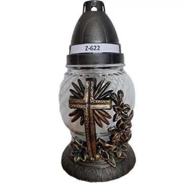 Kegyeleti mécses keresztes díszítéssel 20cm Z-622