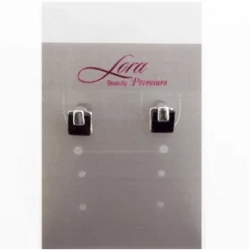 Lora fekete-ezüst négyzet fülbevaló 841378