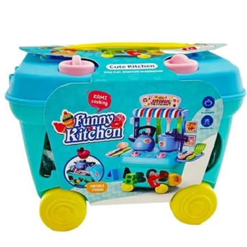 Játék konyhaszett gurulós dobozban többféle változatban 46511