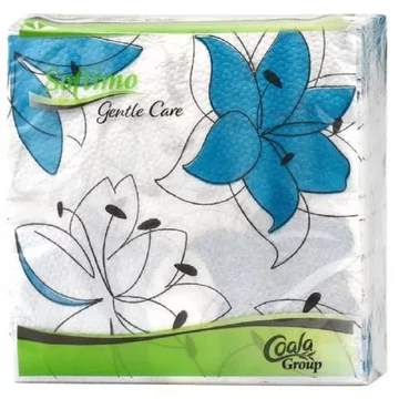 Softimo kék virágmintás szalvéta 1rétegű 45db-os kiszerelésben