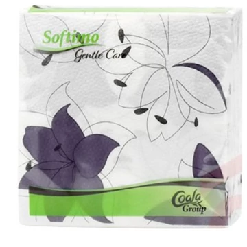 Softimo lila virágmintás szalvéta 1rétegű 45db-os kiszerelésben 