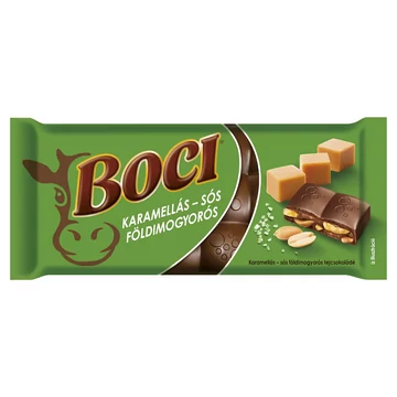 Boci tejcsokoládé földimogyorós töltelékkel, pörkölt és sózott karamellizált földimogyoróval 105 g