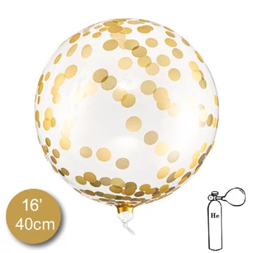 Party arany konfetti mintás lufi 40cm