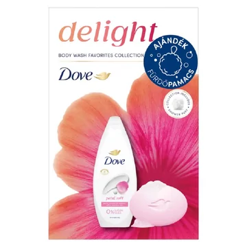 Dove Delight tusfürdő és szappan ajándékcsomag + fürdőpamacs