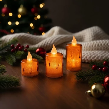 Karácsonyi led-es dekorgyertya szett 3db-os kiszerelésben 58260B