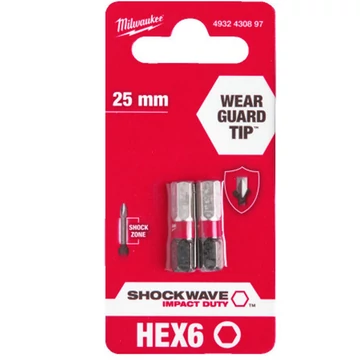 Milwaukee Shockwave bit Hex6 25mm-2db bitfej - 4932430897