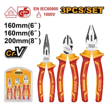 Ingco Szigetelt fogó készlet 3 részes 1000 V-ig szigetelt - HIKPS28318