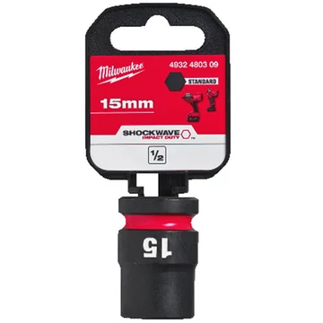 Milwaukee 1/2' Dugókulcsbetét hatlapú, gépi, rövid 15 mm - 1 db - 4932480309