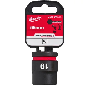 Milwaukee 1/2' Dugókulcsbetét hatlapú, gépi, rövid 19 mm - 1 db - 4932480313