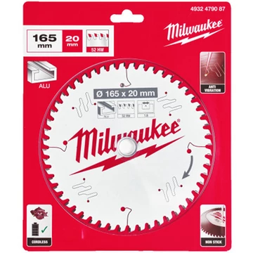 Milwaukee Körfűrészlap Alu 165x20x1,6x52ATB-1 db - 4932479087