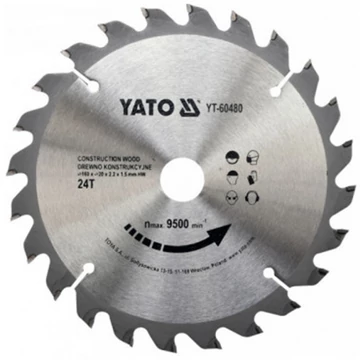 Yato Fűrésztárcsa fához 160 x 20 x 1,5 mm / 24T - YT-60480