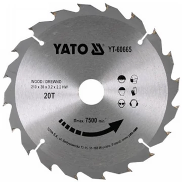 Yato Fűrésztárcsa fához 210x30mm 20T - YT-60665