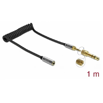 Delock Összecsavart kábelbővítmény 3,5 mm 3 tűs Sztereo Jack apa   Sztereo Jack anya 6,35 mm csavar