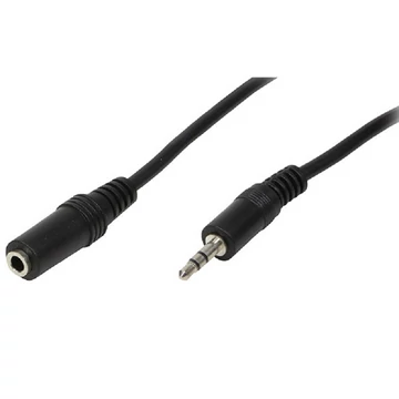 Logilink Audiokábel, 3,5 mm-es 3-Pin/M   3,5 mm-es 3-Pin/F, fekete, 5 m