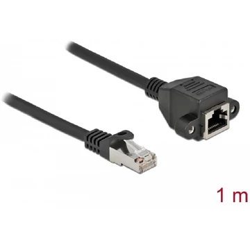 Delock Hálózat bővítő kábel S/FTP RJ45 apa - RJ45 anya Cat.6A, 1 m hosszú, fekete