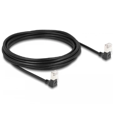 Delock RJ45 hálózati kábel Cat.6A S/FTP vékony 90  fokban lefelé / lefelé hajló 5 m fekete