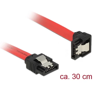 Delock 6 Gb/s sebességet biztosító SATA-kábel egyenes csatlakozódugóval > lefelé néző SATA-csatlakoz