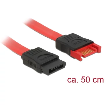 Delock SATA 6 Gb/s-s bővítőkábel csatlakozódugóval > SATA-s, csatlakozóhüvellyel, 50 cm, piros