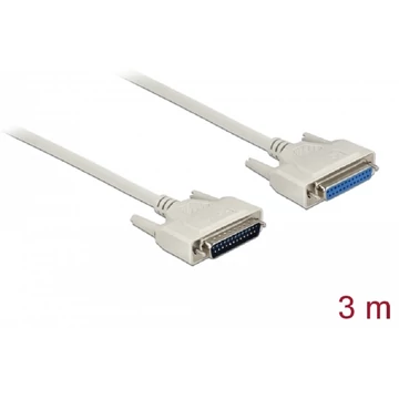 Delock D-Sub 25-ös soros kábel, dugó-hüvely, 3 m