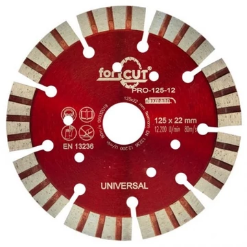 Flexmann For Cut Gyémánttárcsa PRO 125x3,0x12x9x22,2mm turbo Piros szegmentált - Pro-125-12