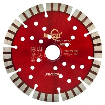 Flexmann For Cut Gyémánttárcsa PRO 150x3,0x12x10x22,2mm turbo Piros szegment - PRO-150-12