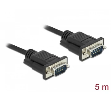 Delock Sub-D9-es, RS-232 soros kábel, apa-apa, 5 m