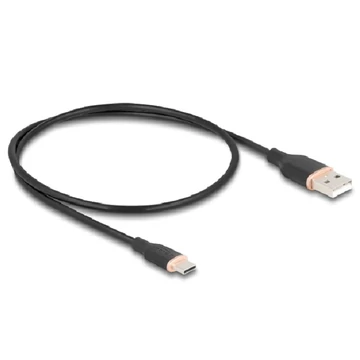 Delock USB 2.0 kábel USB A-típusú dugó - USB Type-C  dugó 0,5 m fekete Szilikon