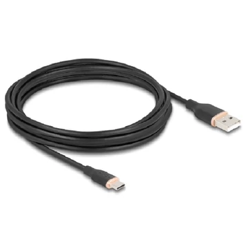 Delock USB 2.0 kábel USB A-típusú dugó - USB Type-C  dugó 4 m fekete Szilikon
