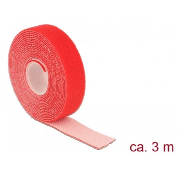 Delock Hurkolható rögzítők, 3 m x 20 mm (H x Sz) tekercs, piros