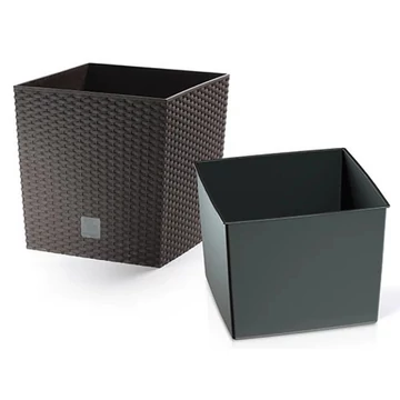 Kaspó Rato Low Rattan Betéttel 32x32 cm - TC5900212100