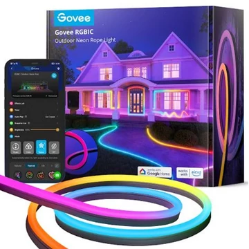 Govee RGBIC Basic NEON Szilikon védőburkolattal ellátott kültéri szalagfény (10 méter) Hang + Wifi + Bluetooth vezérlésel